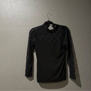 INC XS Lace full sleeve black chic top